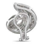 18K White Gold 1.72ct Diamond Swirled Shell Clip