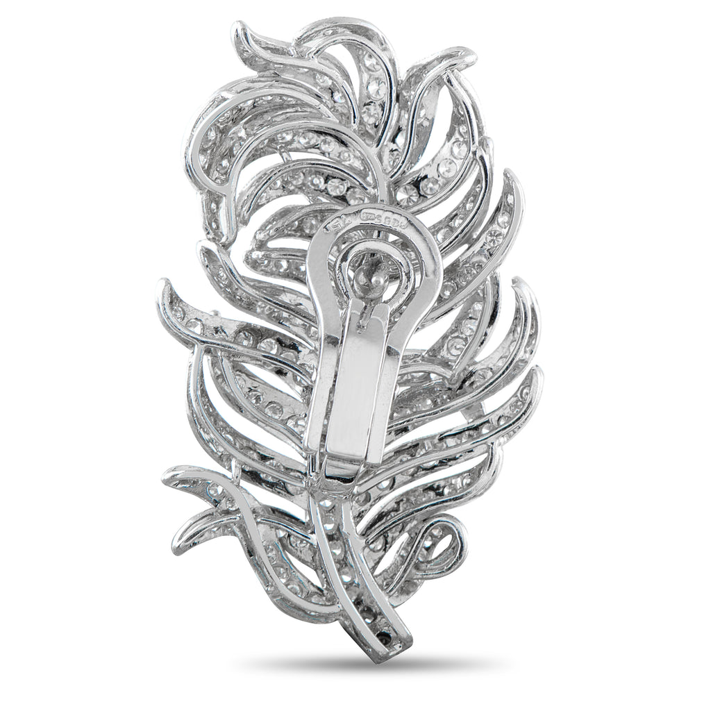 18K White Gold 3.50ct Diamond Feather Earrings