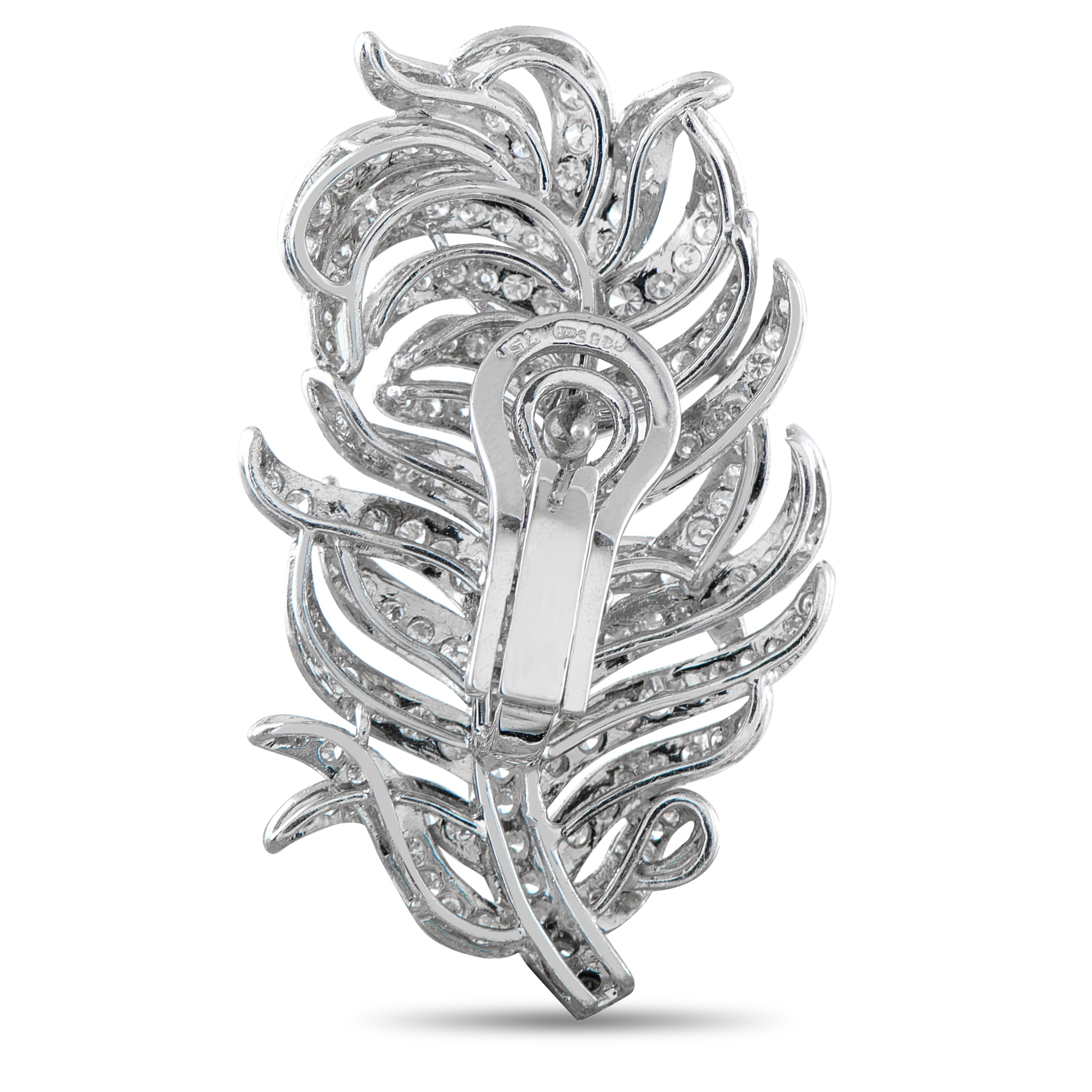 18K White Gold 3.50ct Diamond Feather Earrings