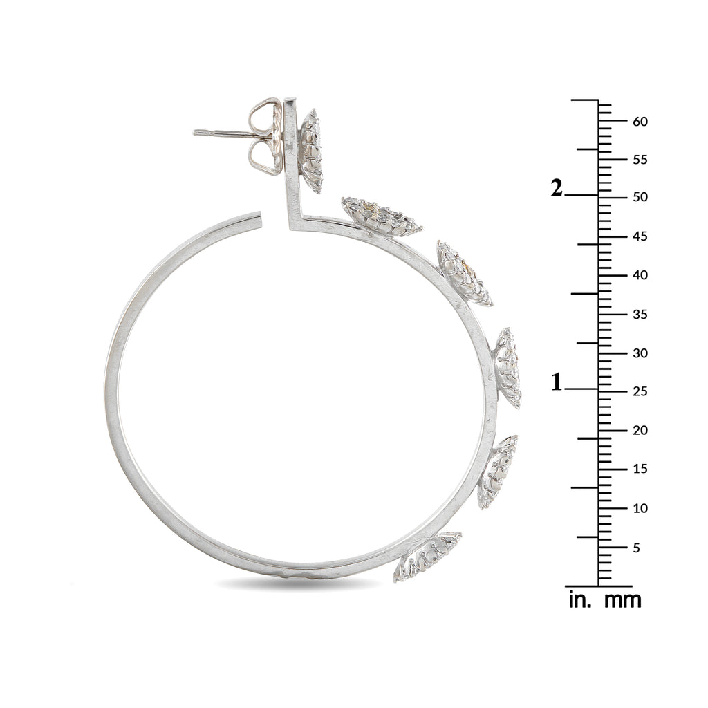 18K White Gold 3.0ct Diamond Hoop Earrings