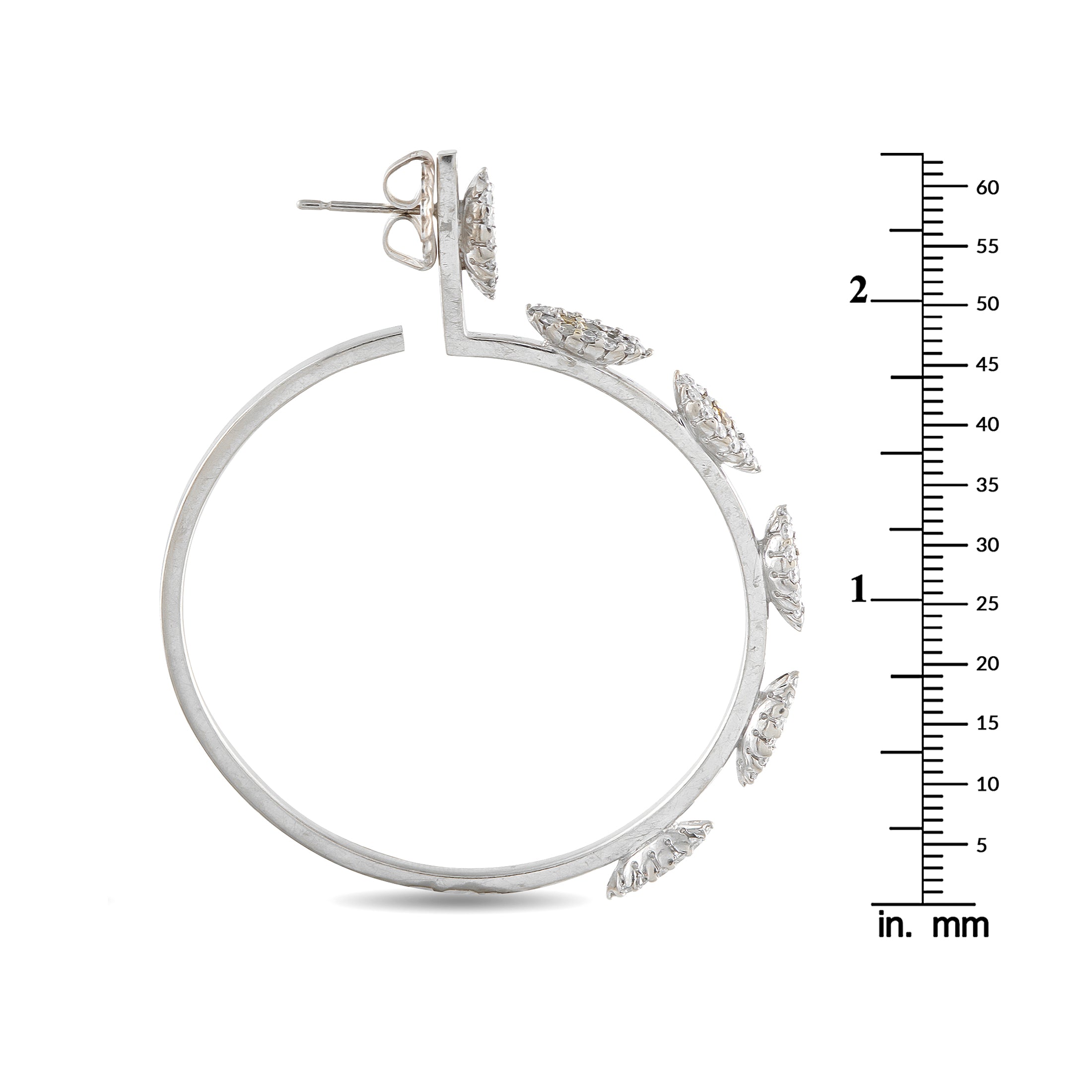 18K White Gold 3.0ct Diamond Hoop Earrings