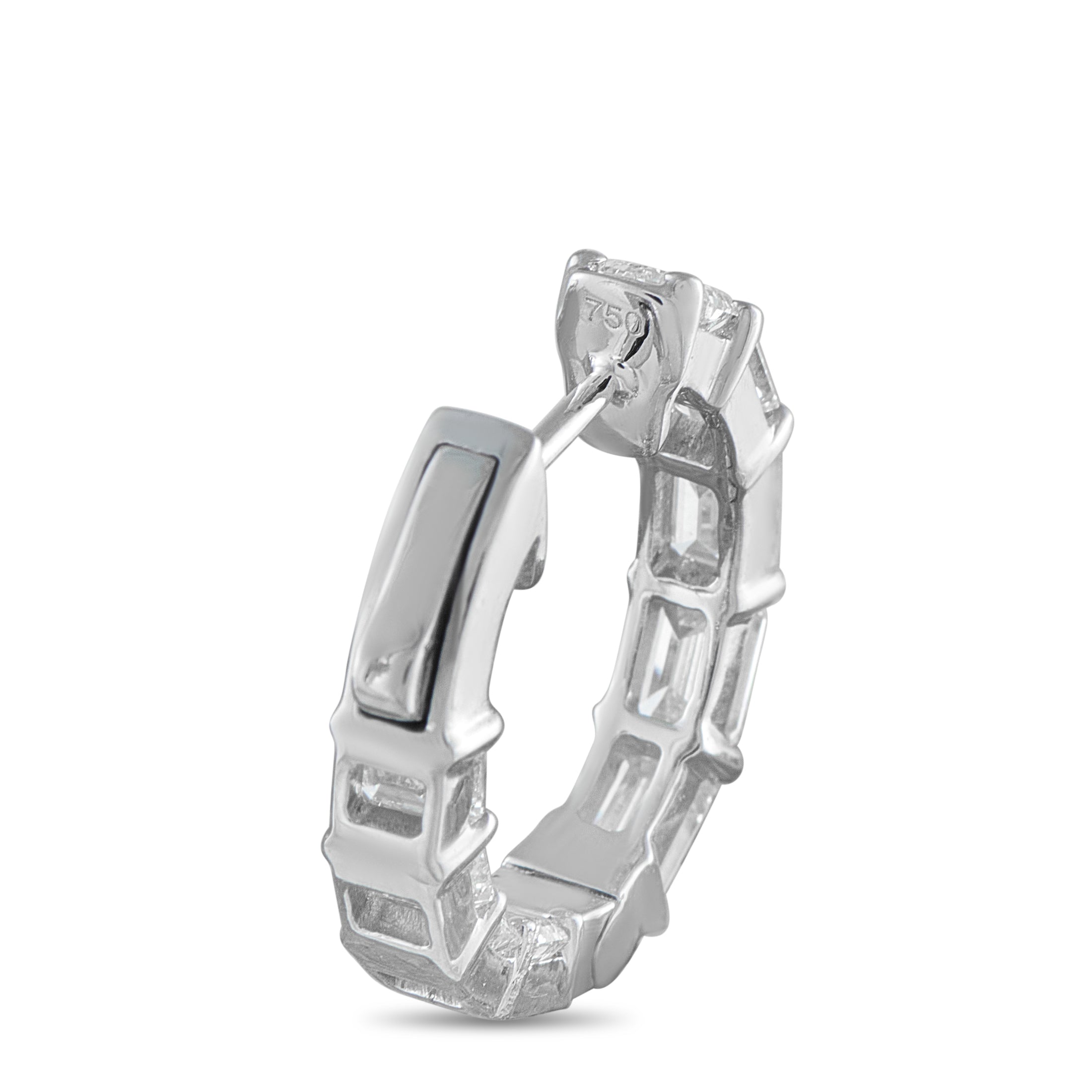 18K White Gold 3.80ct Diamond Hoop Earrings