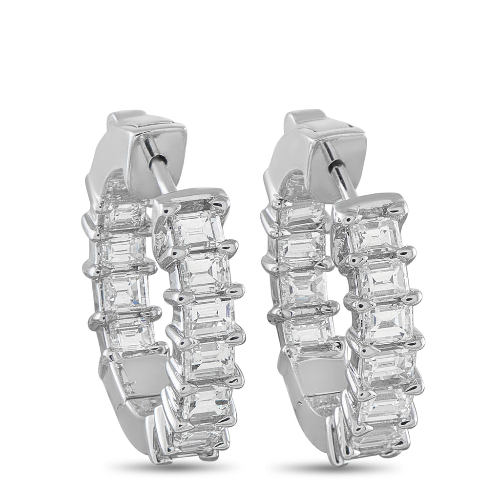 18K White Gold 2.10ct Diamond Hoop Earrings