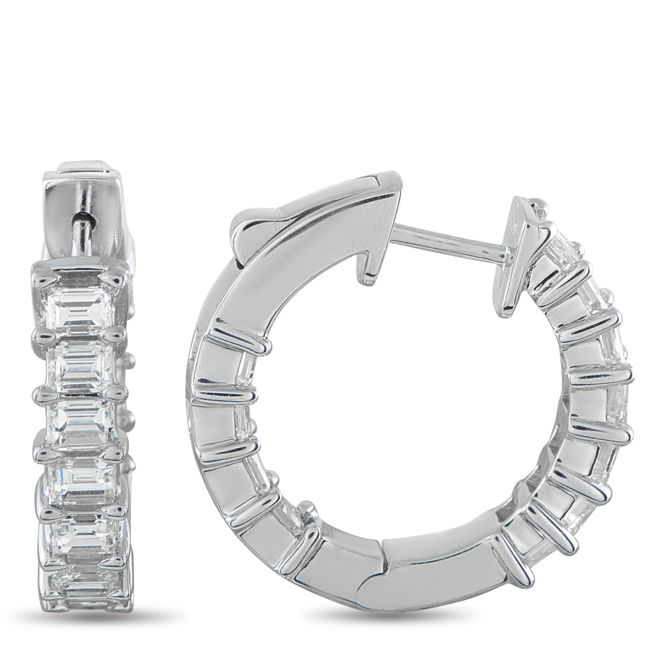 18K White Gold 2.10ct Diamond Hoop Earrings