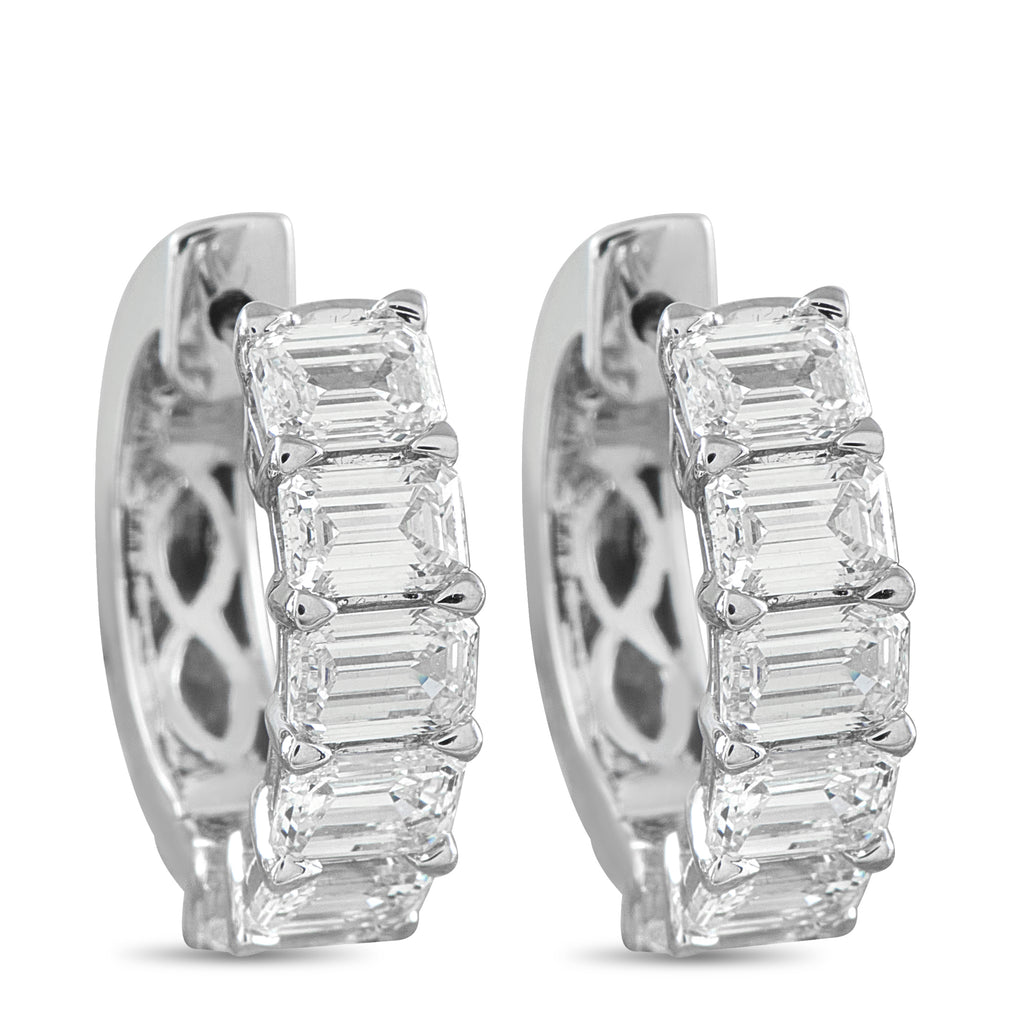 18K White Gold 3.01ct Diamond Hoop Earrings