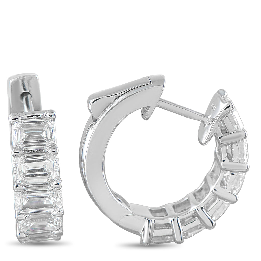 18K White Gold 3.01ct Diamond Hoop Earrings