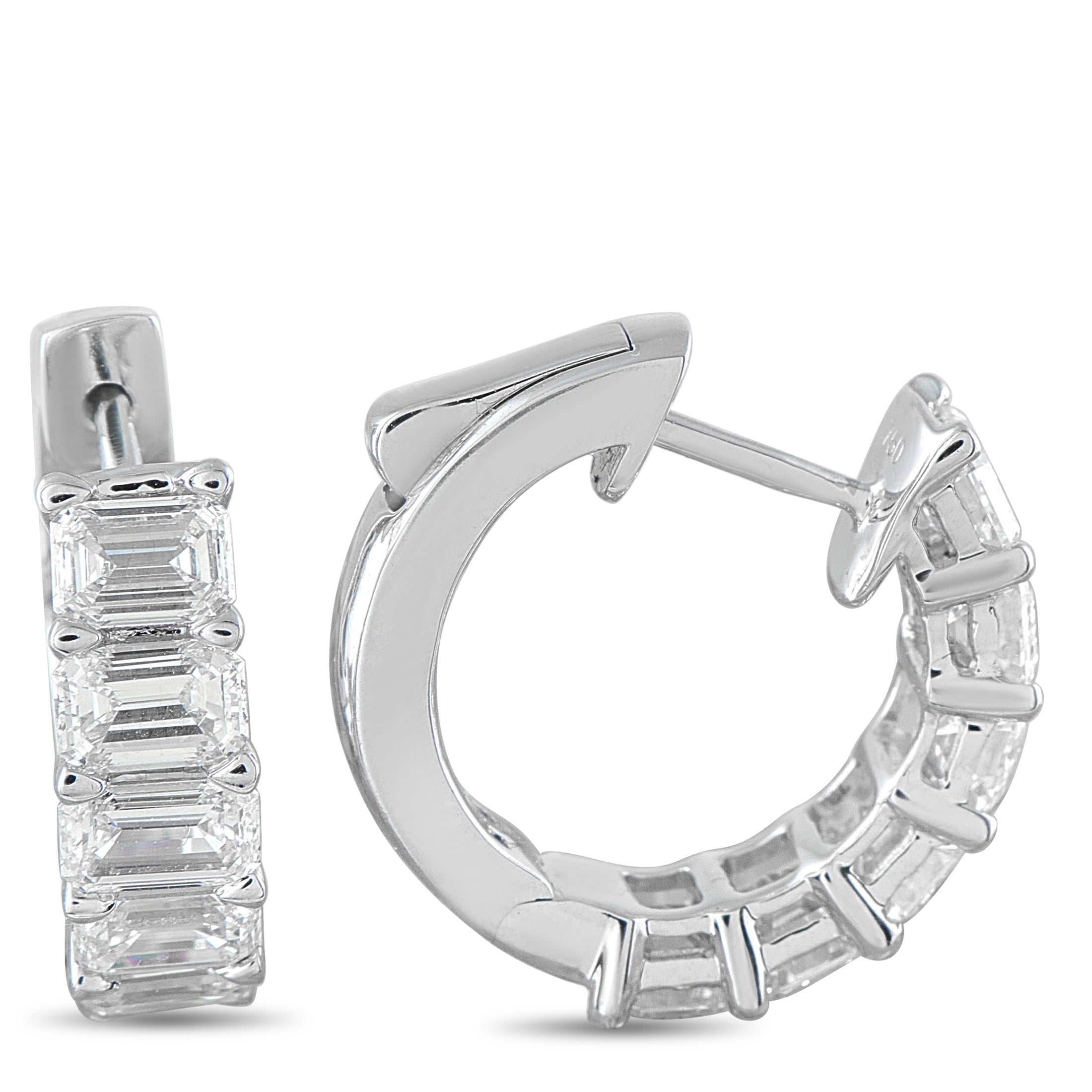 18K White Gold 3.01ct Diamond Hoop Earrings