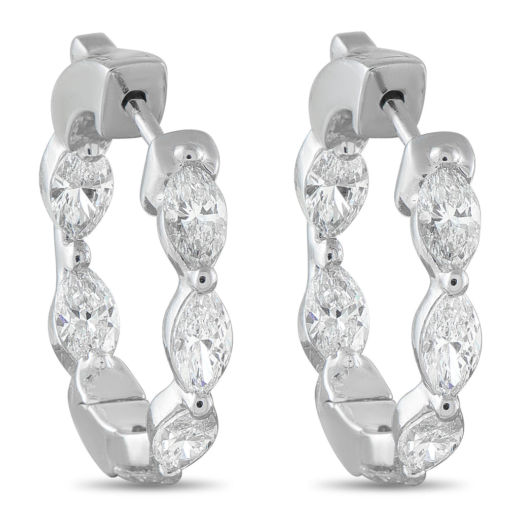 18K White Gold 2.40ct Diamond Hoop Earrings