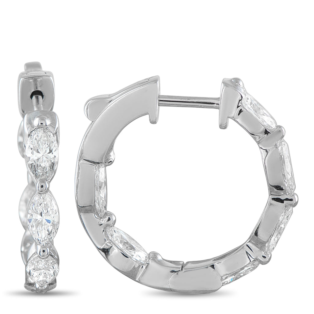 18K White Gold 2.40ct Diamond Hoop Earrings