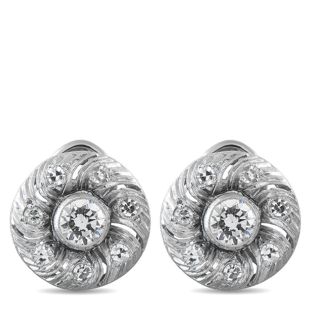 18K White Gold 1.40ct Diamond Swirl Earrings
