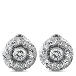 18K White Gold 1.40ct Diamond Swirl Earrings