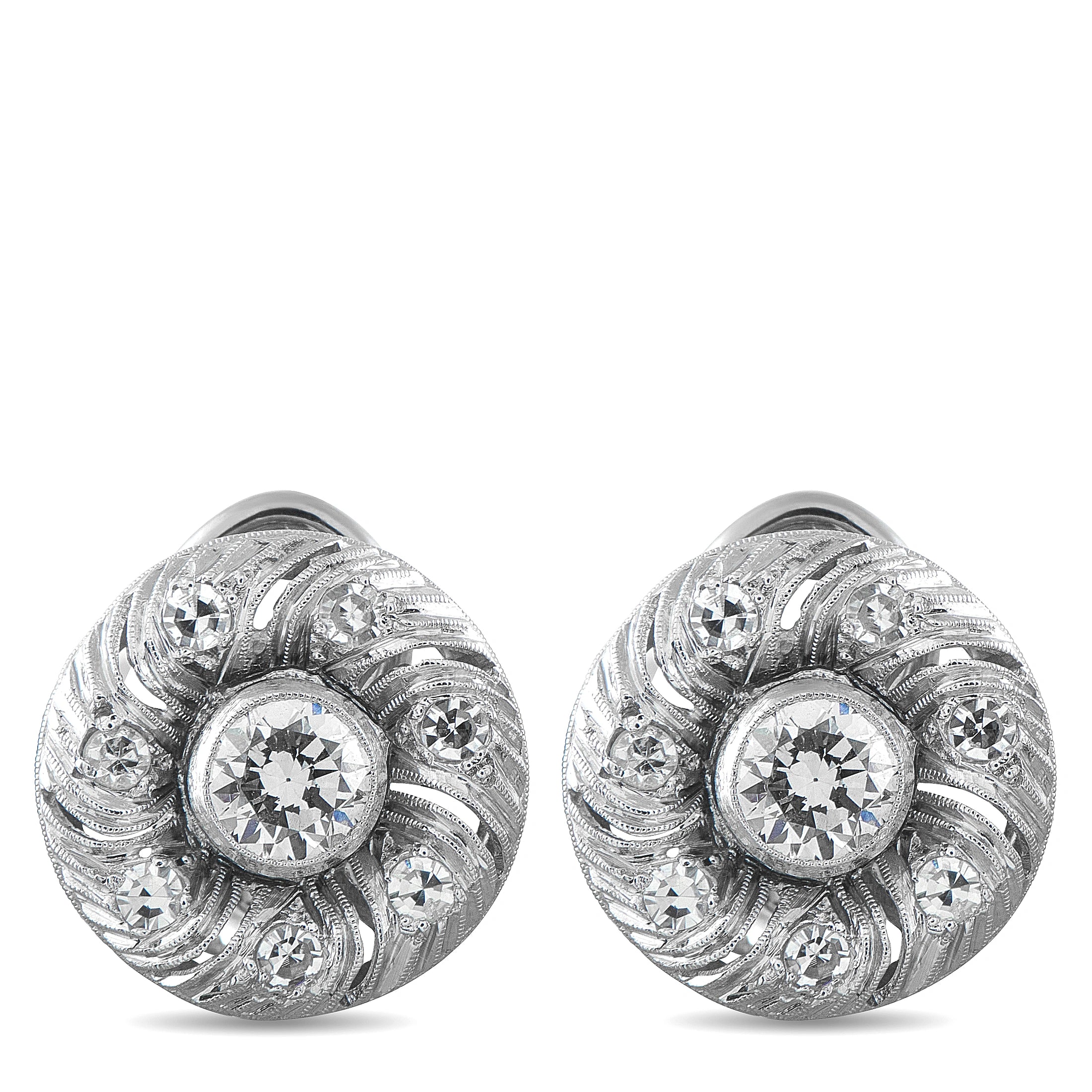 18K White Gold 1.40ct Diamond Swirl Earrings
