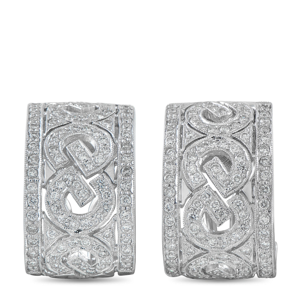 18K White Gold 1.65ct Diamond Open-Work Earrings