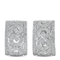 Square open-work diamond earrings in 18K white gold, heart motif, stud
