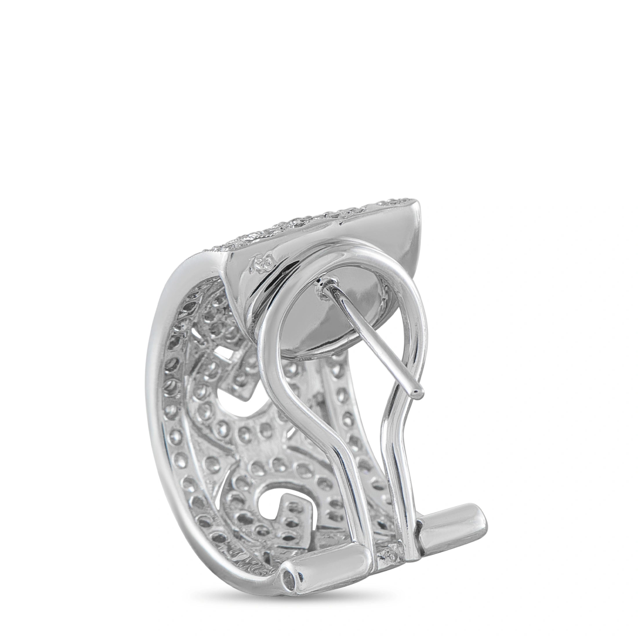 18K White Gold 1.65ct Diamond Open-Work Earrings