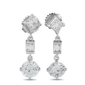 18K White Gold 3.25ct Diamond Drop Earrings