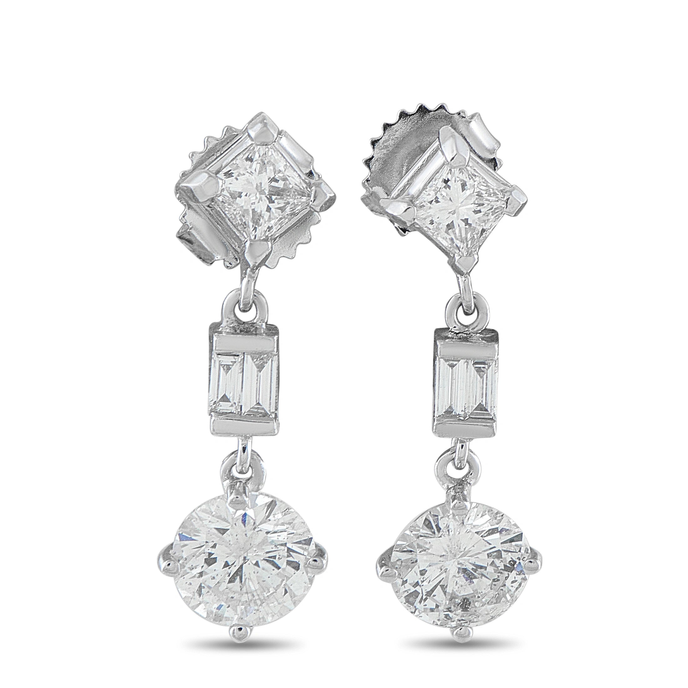 18K White Gold 3.25ct Diamond Drop Earrings