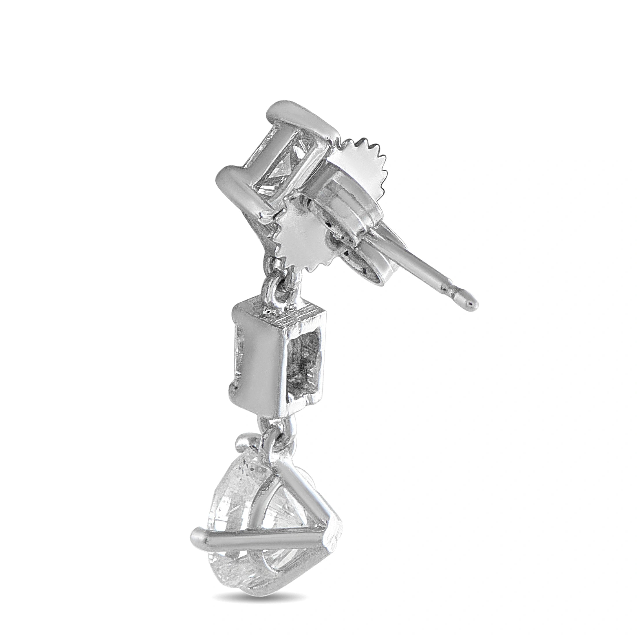 18K White Gold 3.25ct Diamond Drop Earrings