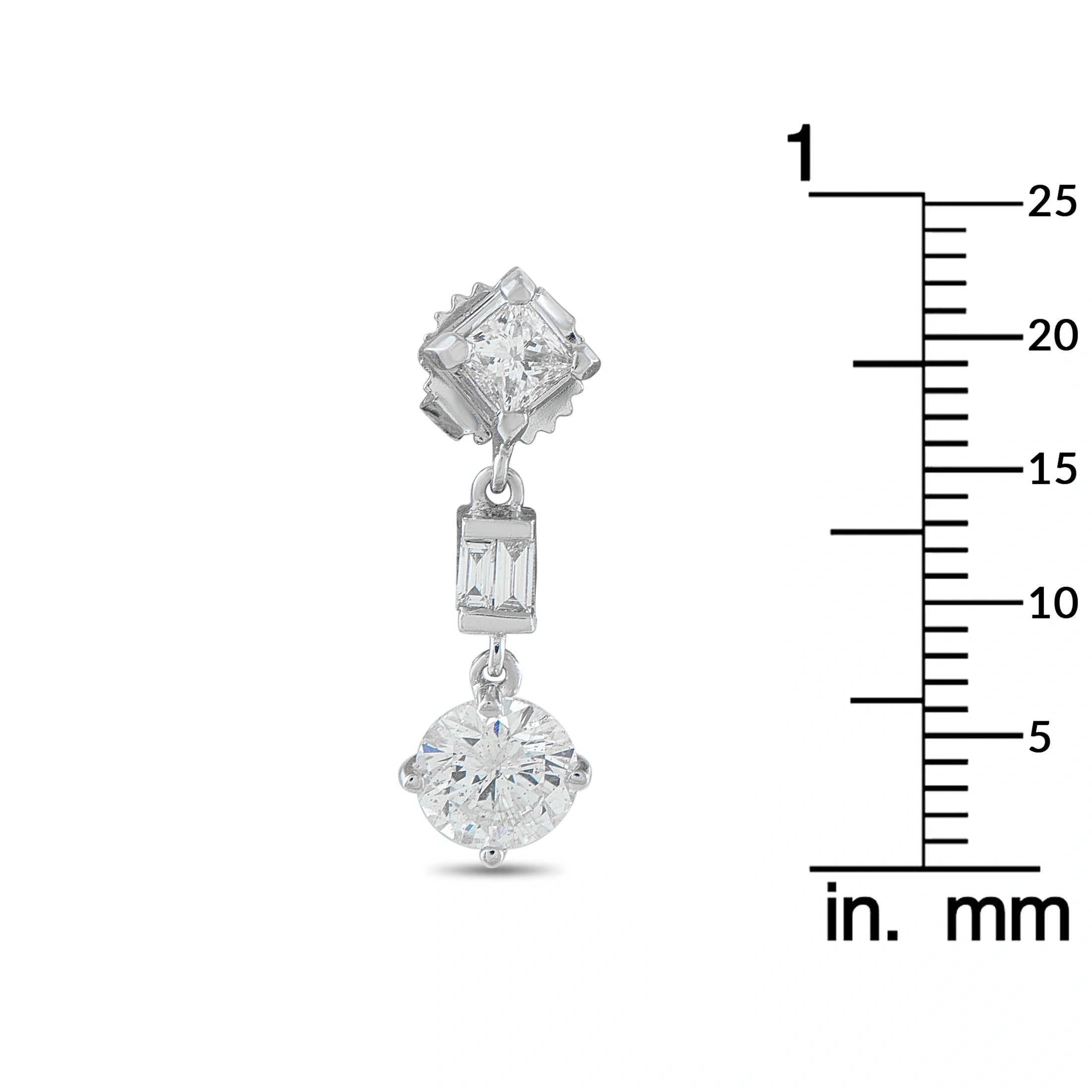 18K White Gold 3.25ct Diamond Drop Earrings