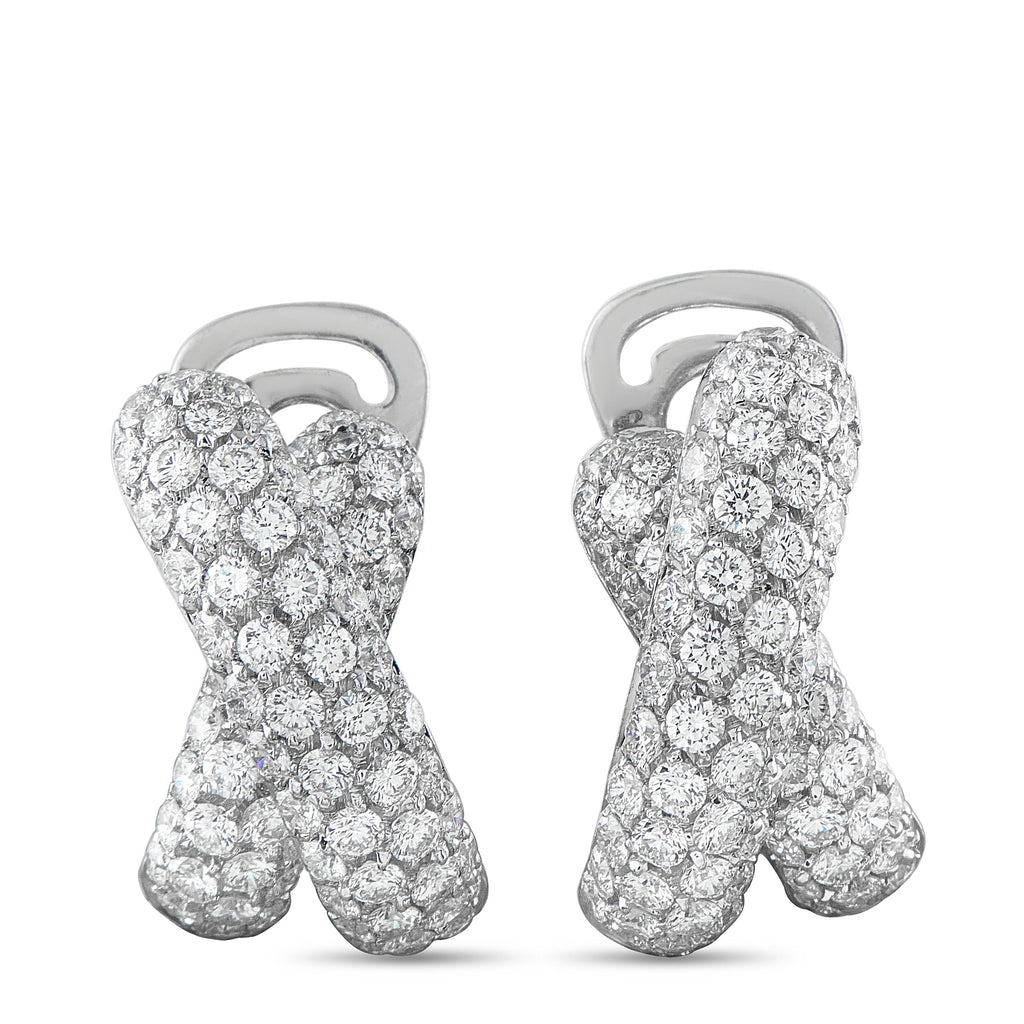 18K White Gold 3.33ct Diamond Crossover Earrings