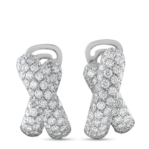 18K White Gold 3.33ct Diamond Crossover Earrings