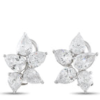 Diamond cluster earrings in white gold with five pear-cut diamonds