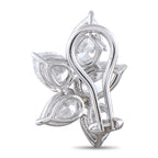 White gold diamond cluster earrings with five pear-cut stones and stud back