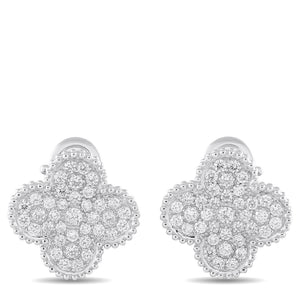 18K White Gold 1.50ct Diamond Clover Earrings