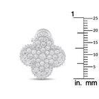 Clover diamond stud earrings, white gold, shown next to mm scale