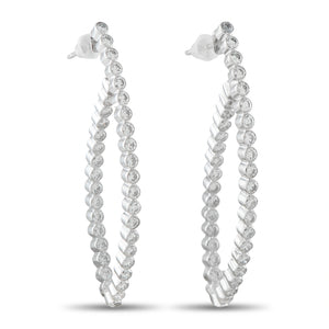 18K White Gold 2.20ct Diamond Hoop Earrings