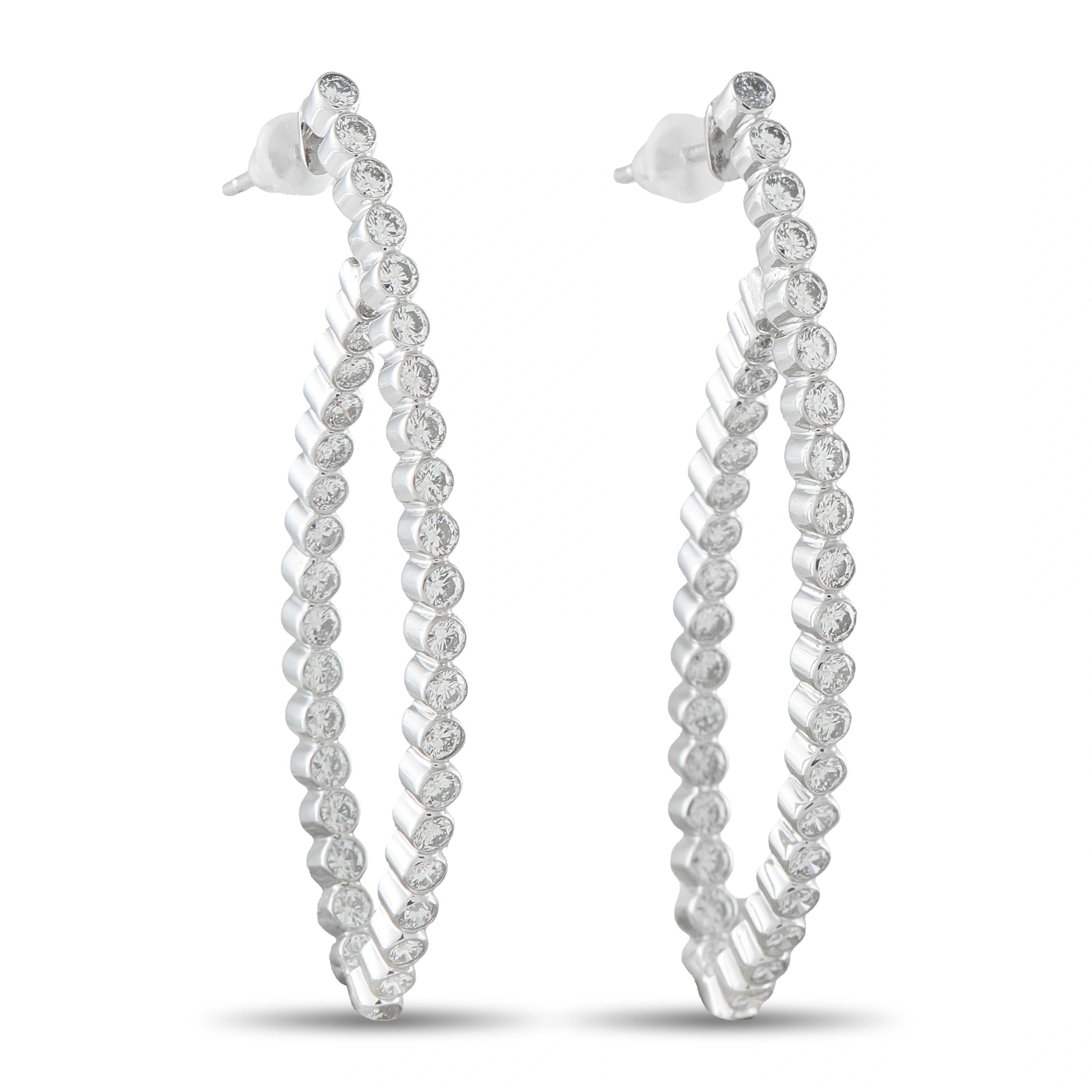 18K White Gold 2.20ct Diamond Hoop Earrings