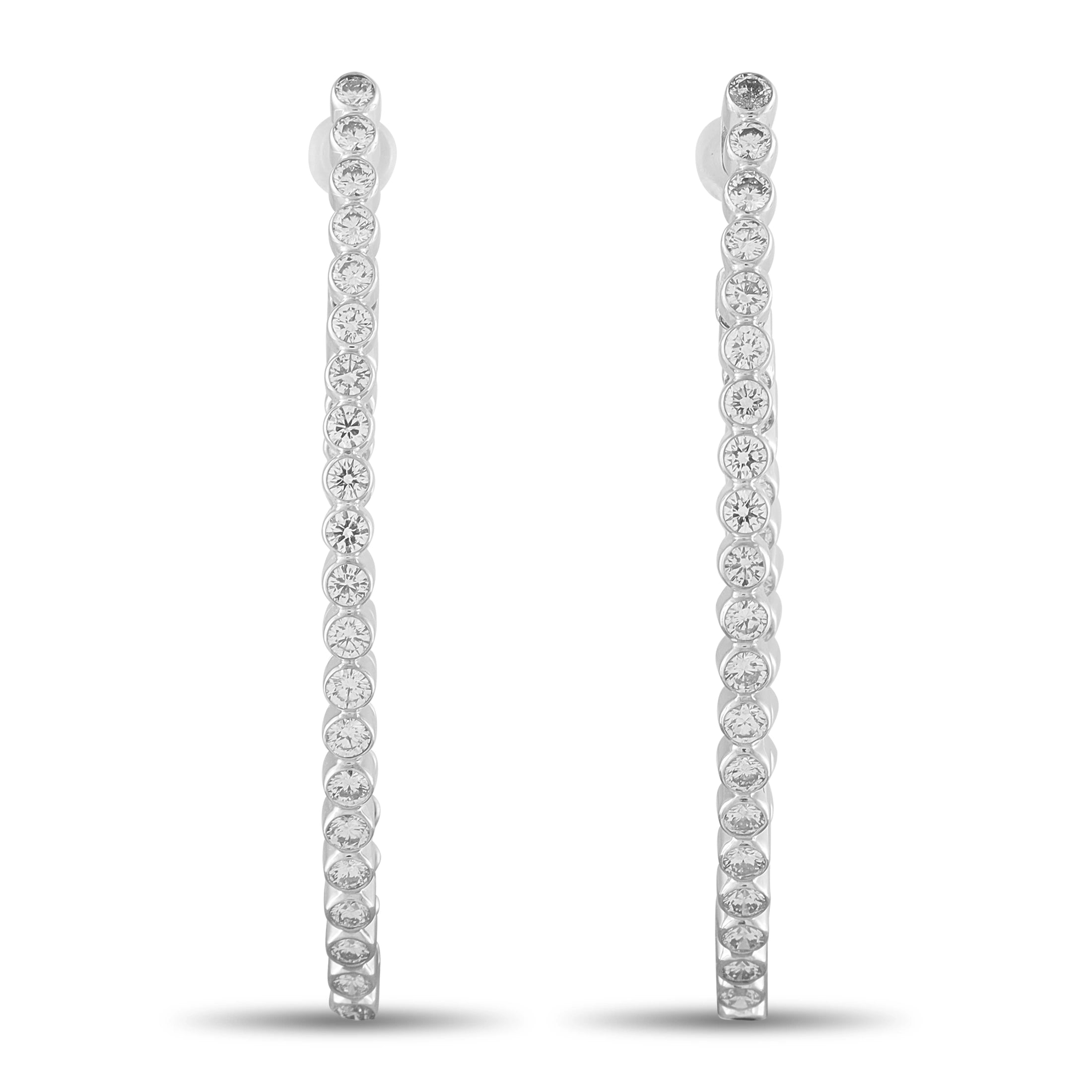 18K White Gold 2.20ct Diamond Hoop Earrings