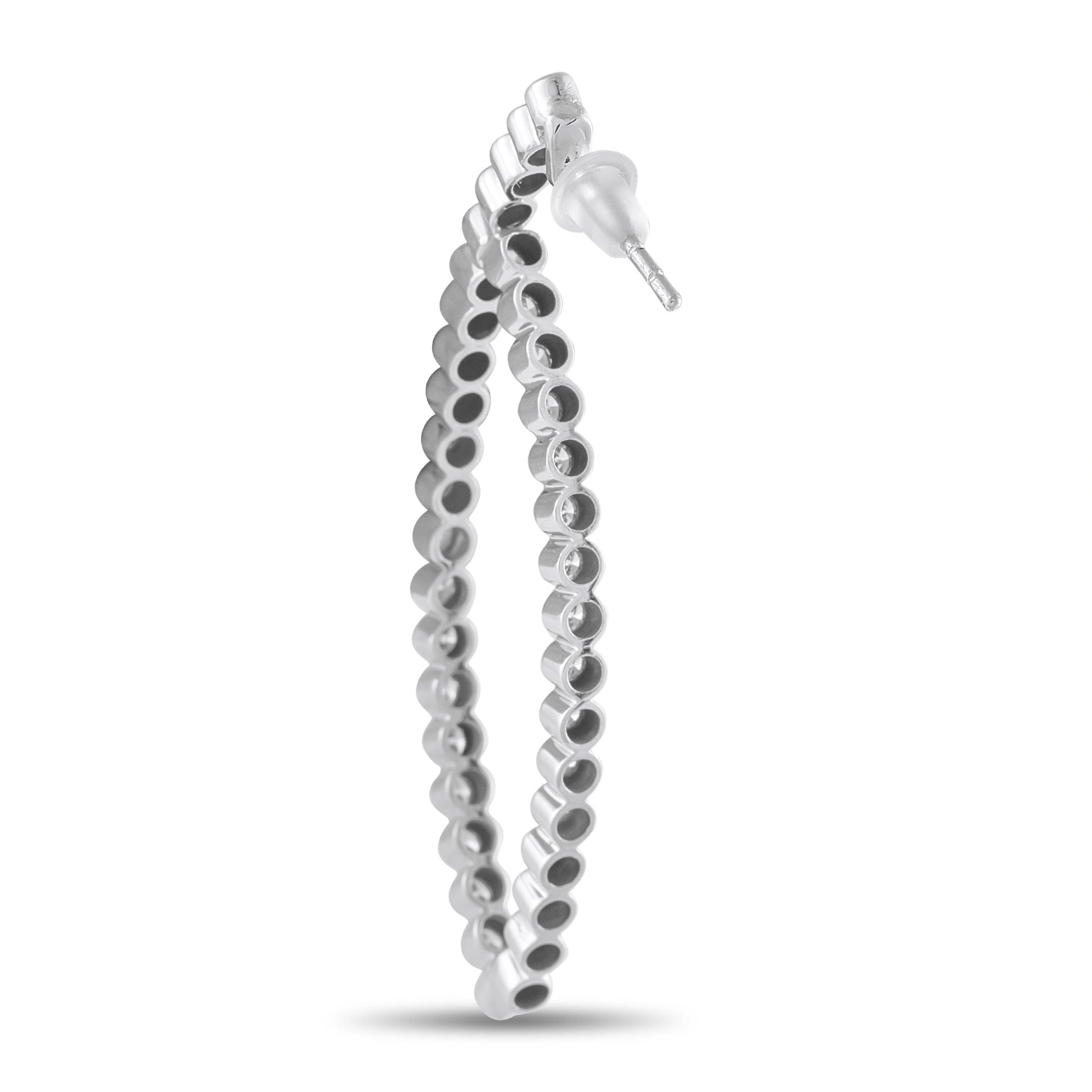 18K White Gold 2.20ct Diamond Hoop Earrings