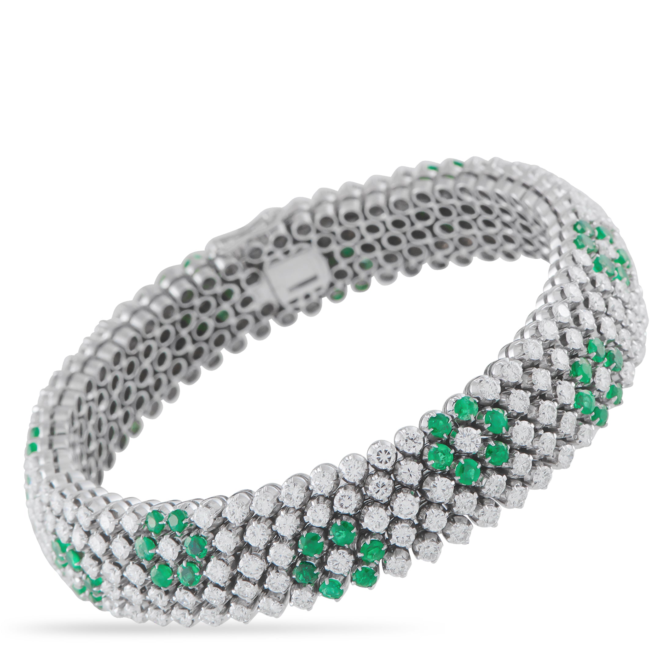 18K White Gold 11.0ct Diamond and Emerald Bracelet