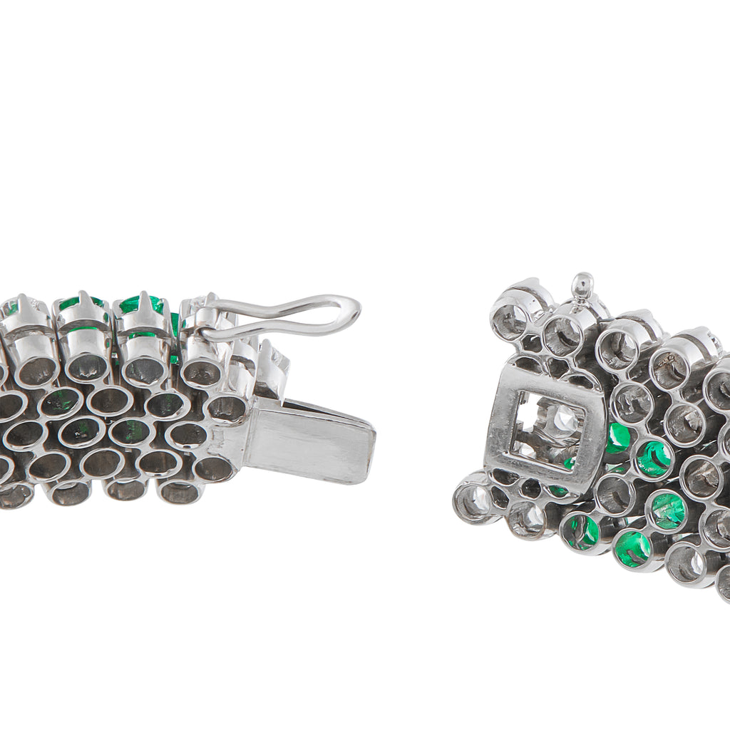 18K White Gold 11.0ct Diamond and Emerald Bracelet