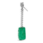 18K White Gold 1.75ct Diamond and Emerald Earrings