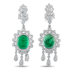 18K White Gold 1.10ct Diamond and Emerald Earrings