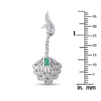Antique 18K White Gold Diamond and Emerald Earrings