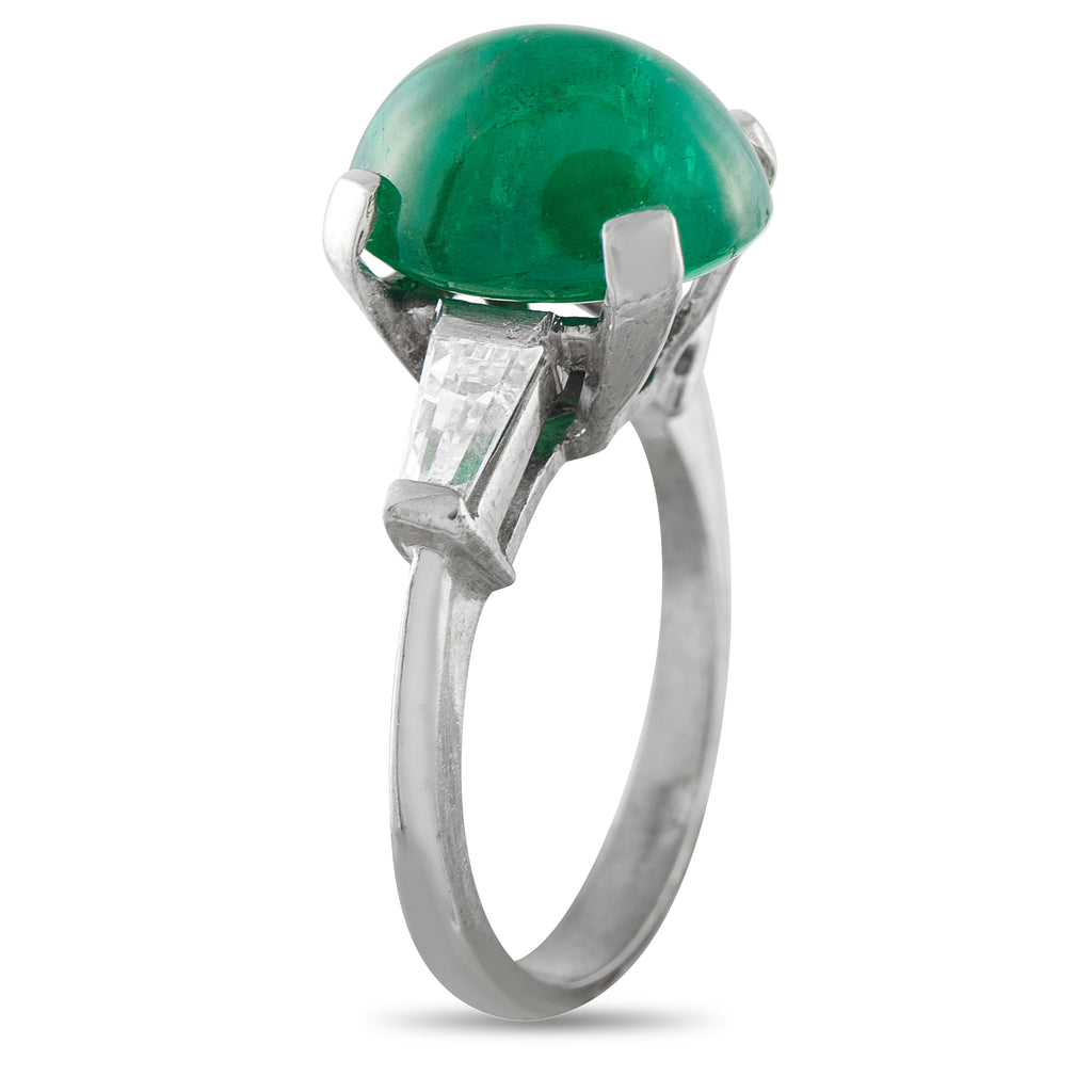 18K White Gold 0.40ct Diamond and Emerald Ring