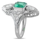 18K White Gold 0.46ct Diamond and Emerald Ring
