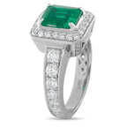 18K White Gold 1.56ct Diamond and Colombian Emerald Ring