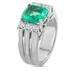 18K White Gold 0.50ct Diamond and Colombian Emerald Ring