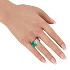 18K White Gold 1.60ct Diamond and Emerald Ring