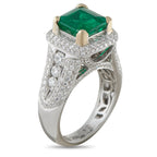 18K White Gold 1.30ct Diamond and Emerald Ring
