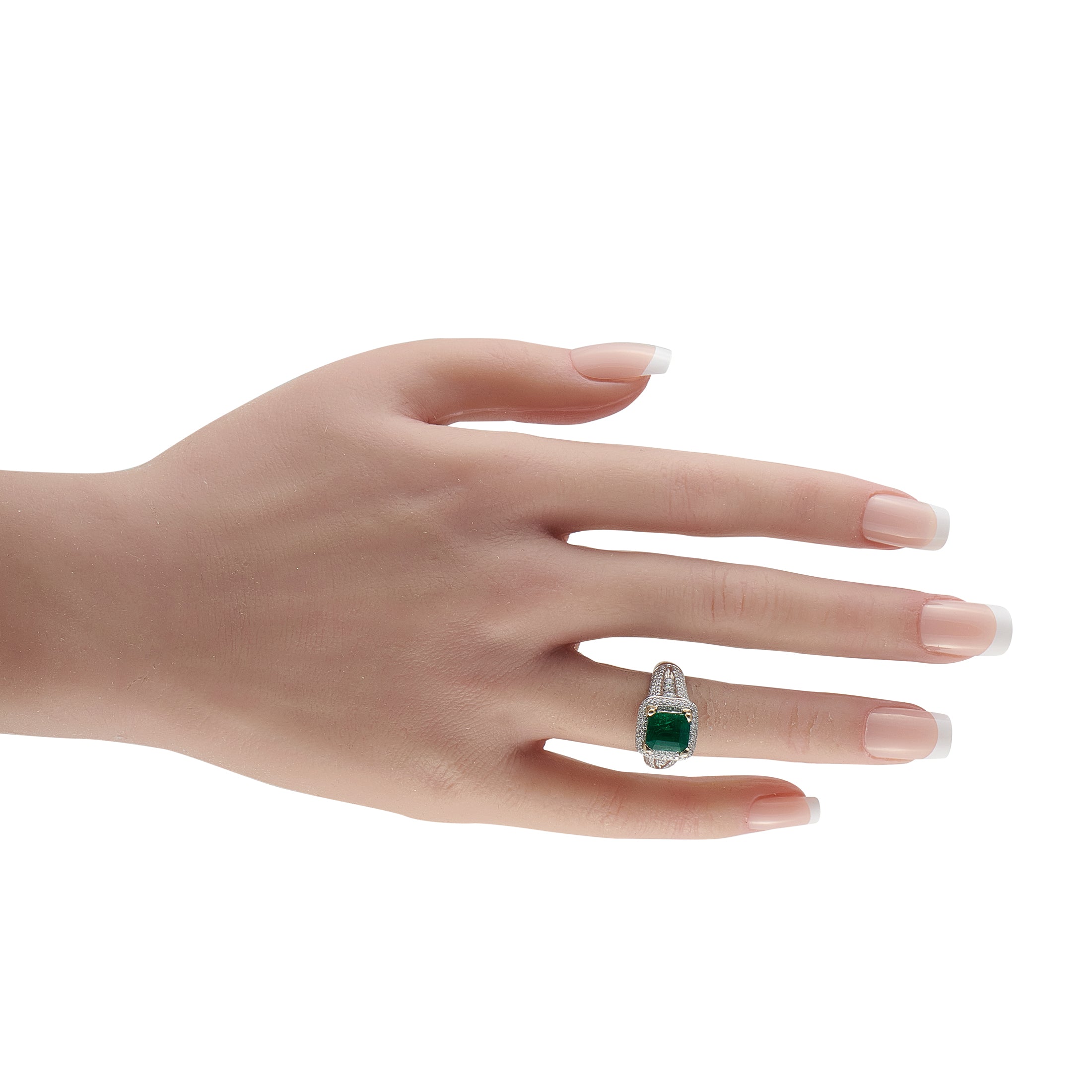 18K White Gold 1.30ct Diamond and Emerald Ring