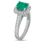 18K White Gold 0.51ct Diamond and Emerald Ring