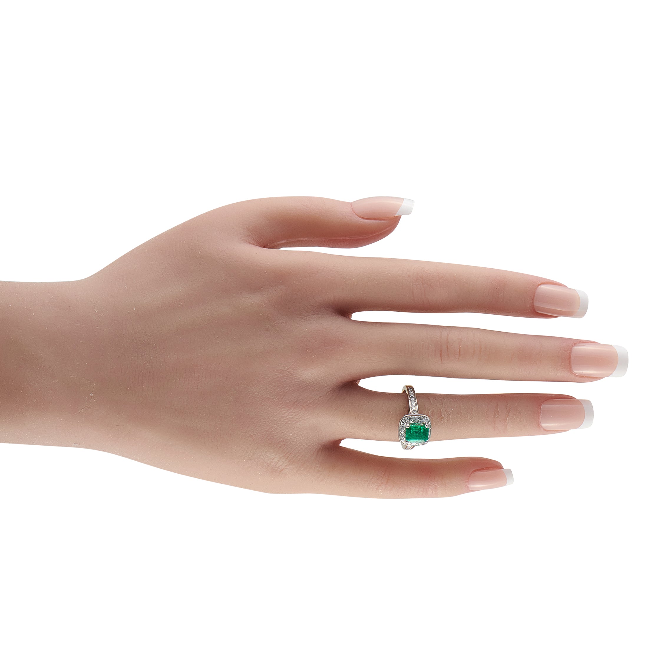 18K White Gold 0.51ct Diamond and Emerald Ring