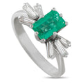 18K White Gold 0.65ct Diamond and Emerald Ring