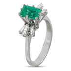 18K White Gold 0.65ct Diamond and Emerald Ring
