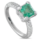 18K White Gold 0.70ct Diamond and Emerald Ring